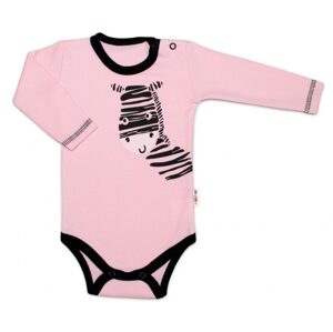 Baby Nellys Body dlouhý rukáv, růžové, Zebra, vel. 68 - 68 (3-6m)