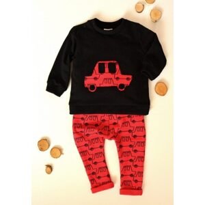 K-Baby Sada triko/mikinka + tepláčky Auto - černá/červená, vel. 74