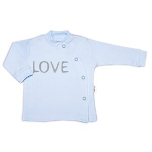 Baby Nellys Bavlněná košilka Love zapínání bokem - modrá, vel. 68 - 68 (3-6m)