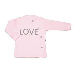 Baby Nellys Bavlněná košilka Love zapínání bokem - růžová, vel. 68 - 56 (1-2m)