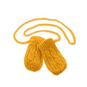 Baby Nellys Zimní pletené kojenecké rukavičky se vzorem - hořčicové, Baby Nellys - 56-68 (0-6 m)