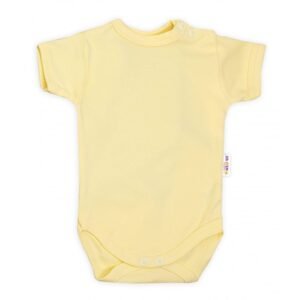 Baby Nellys Bavlněné body krátký rukáv - žluté, vel. 74 - 74 (6-9m)