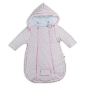 Baby Nellys Kombinézka s kapucí do autosedačky, kočárku Lux Baby Nellys ®prošívaná - růžová, vel. 62 - 62 (2-3m)