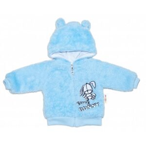 Baby Nellys Zimní kabátek chlupáčková bundička s kapucí Cute Bunny Baby Nellys - modrá - 80 (9-12m)