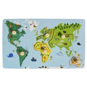 Adam Toys Edukační vkládačka s úchyty - Mapa Světa, Adam Toys