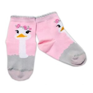 Baby Nellys Bavlněné ponožky Pštros - světle růžové - 104-116 (4-6r)