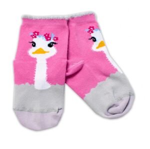 Baby Nellys Bavlněné ponožky Pštros - tmavě růžové - 92-98 (18-36m)