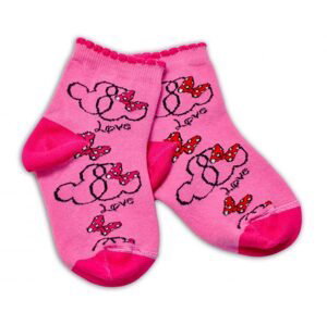 Baby Nellys Bavlněné ponožky Minnie Love - tmavě růžové, vel. 104/116 - 104-116 (4-6r)