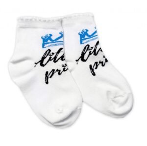 Baby Nellys Bavlněné ponožky Little prince - bílé, vel. 104/116 - 104-116 (4-6r)