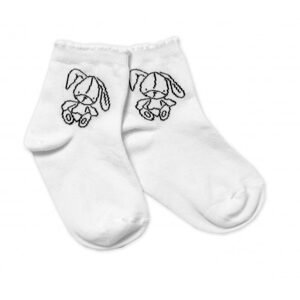 Baby Nellys Bavlněné ponožky Cutte Bunny - bílé, vel. 104/116