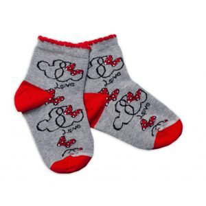 Baby Nellys Bavlněné ponožky Minnie Love - šedé - 104-116 (4-6r)