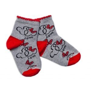 Baby Nellys Bavlněné ponožky Minnie Love - šedé - 92-98 (18-36m)