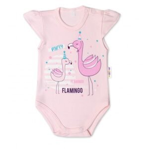 Baby Nellys Bavlněné kojenecké body, kr. rukáv, Flamingo - sv. růžové - 86 (12-18m)