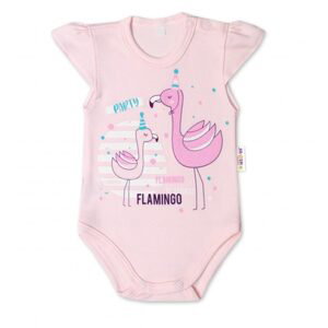 Baby Nellys Bavlněné kojenecké body, kr. rukáv, Flamingo - sv. růžové - 74 (6-9m)