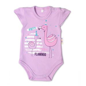 Baby Nellys Bavlněné kojenecké body, kr. rukáv, Flamingo - lila, vel. 86 - 86 (12-18m)