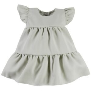 EEVI Dívčí šaty s volánky Nature - khaki, vel. 104 - 98 (2-3r)