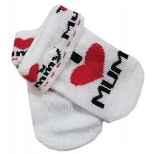 I love Kojenecké bavlněné ponožky I Love Mum, bílé s potiskem - 68-74 (6-9m)