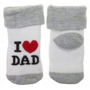 I love Kojenecké froté bavlněné ponožky I Love Dad, bílé/šedé 80/86 - 80-86 (12-18m)