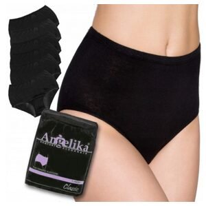 Angelika Bavlněné kalhotky Angelika s vysokým pasem, 6ks v balení, černé