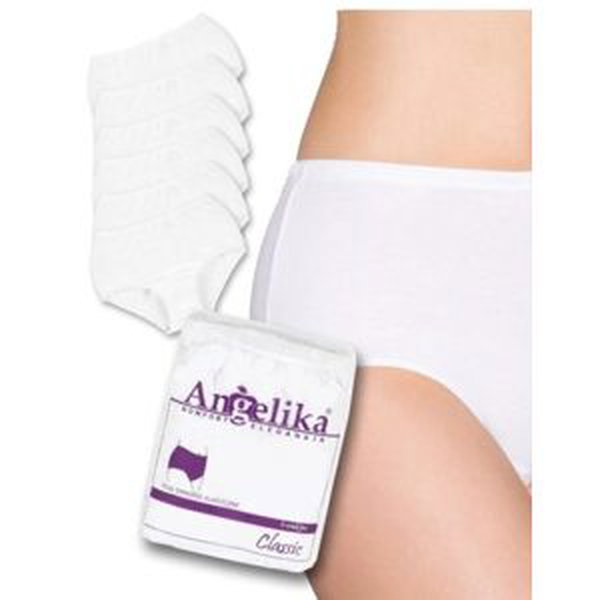 Angelika Bavlněné kalhotky Angelika s vysokým pasem, 6ks v balení, bílé, vel. L - XL (42)