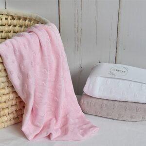 Baby Nellys Bambusová dětská pletená deka, 80 x100 cm, růžová