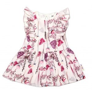 Baby Nellys Letní šaty s krátkým rukávem Motýlci - růžové - 74 (6-9m)