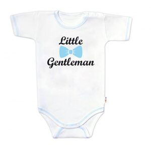 Baby Nellys Body krátký rukáv s vtipným textem Baby Nellys, Little Gentleman, kluk - 56 (1-2m)