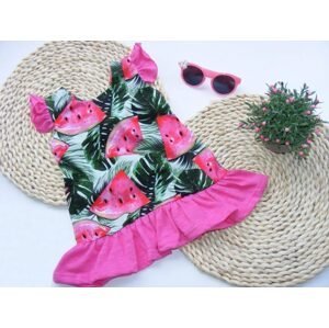 G-baby Letní šaty s volánky Meloun - růžové