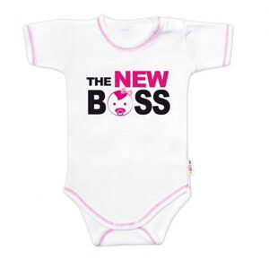 Baby Nellys Body krátký rukáv s vtipným textem Baby Nellys, The New Boss, holka