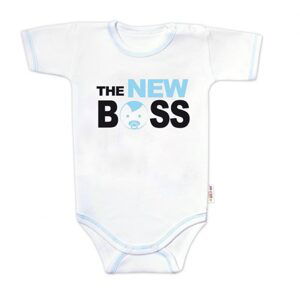 Baby Nellys Body krátký rukáv s vtipným textem Baby Nellys, The New Boss, vel. 68, kluk - 74 (6-9m)