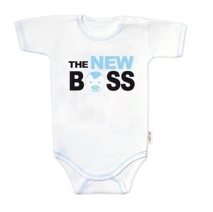 Baby Nellys Body krátký rukáv s vtipným textem Baby Nellys, The New Boss, vel. 68, kluk - 68 (3-6m)