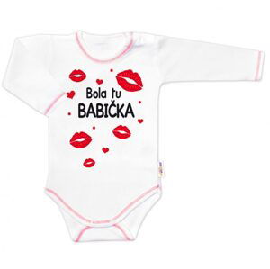 Baby Nellys Body dlouhý rukáv s vtipným textem Baby Nellys, Bola tu BABIČKA, vel. 80 - 68 (3-6m)