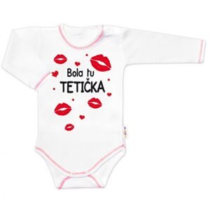 Baby Nellys Body dlouhý rukáv s vtipným textem Baby Nellys, Bola tu TETIČKA - 80 (9-12m)