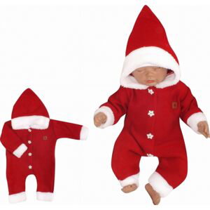 Z&Z Z&Z Dětský pletený overálek s kapucí Baby Santa, červený, vel. 80 - 86 (12-18m)