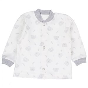 MBaby Kojenecká košilka, kabátek bavlna Teddy Baby, šedá, vel. 68 - 62 (2-3m)