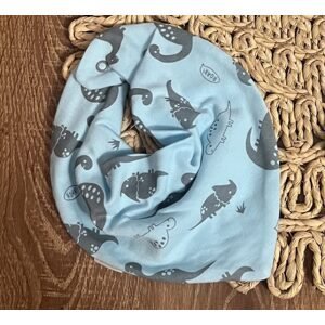 Mamatti Dětský bavlněný šátek na krk Mamatti, Dino park - modrá s potiskem - univerzální