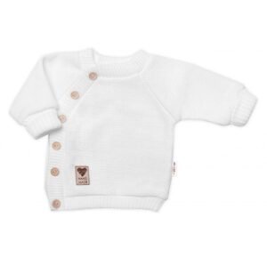 Baby Nellys Dětský pletený svetřík s knoflíčky, zap. bokem, Hand Made Baby Nellys, bíly - 80-86 (12-18m)