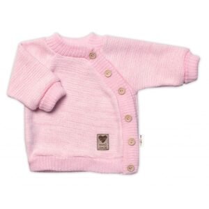Baby Nellys Dětský pletený svetřík s knoflíčky, zap. bokem, Hand Made Baby Nellys, růžový, vel. 80/86