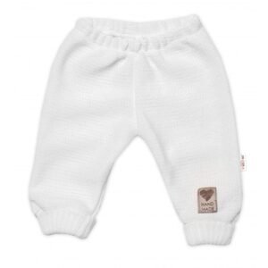 Baby Nellys Pletené kojenecké kalhoty Hand Made Baby Nellys, bílé - 56-62 (0-3m)