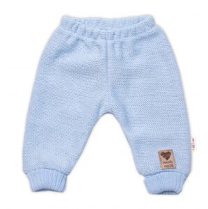 Baby Nellys Pletené kojenecké kalhoty Hand Made Baby Nellys, modré - 80-86 (12-18m)