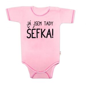 Baby Nellys Body krátký rukáv s vtipným textem Baby Nellys, Já jsem tady ŠÉFKA!