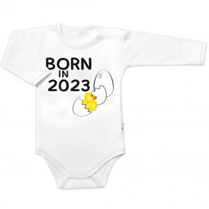 Baby Nellys Body dlouhý rukáv s vtipným textem Baby Nellys, Born in 2023, vel. 56