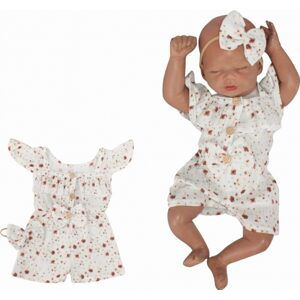 Z&Z Body s nohavičkami kr. rukáv + čelenka, mušelín, 2D sada, Z&Z, bílá - 74 (6-9m)