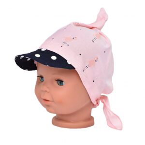 Baby Nellys Dětský bavlněný šátek s kšiltem na zavazování, Baby Nellys Plameňák, růžový, 68/86 - 68-86 (6-18m)