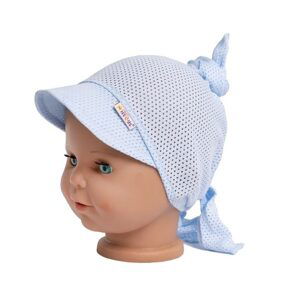 Baby Nellys Dětský síťkovaný šátek s kšiltem na zavazování Uzlík Baby Nellys, modrý - 92-104 (2-3r)