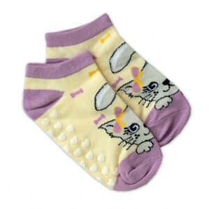 NVT Dětské ponožky s ABS Kočka, vel. 23/26 - žluté - 31-34