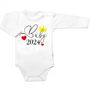 Baby Nellys Body dlouhý rukáv Baby 2024, Baby Nellys, bílé, vel. 86