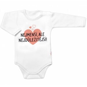 Baby Nellys Body dlouhý rukáv, Nejmenší, ale nejdůležitější, Baby Nellys, bílé, vel. 86 - 86 (12-18m)