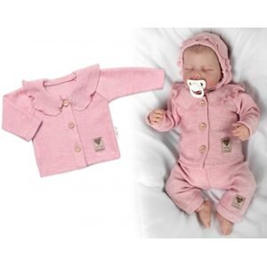 Baby Nellys Pletený svetřík s volánkem Girl, Baby Nellys, pudrově růžový, vel. 62 - 62 (2-3m)