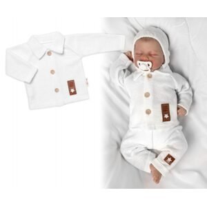 Baby Nellys Pletený svetřík s knoflíčky Boy, Baby Nellys, bílý, vel. 62 - 74 (6-9m)